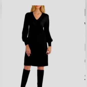 Isaac Mizrahi Black Long Sleeve V‑Neck Dress